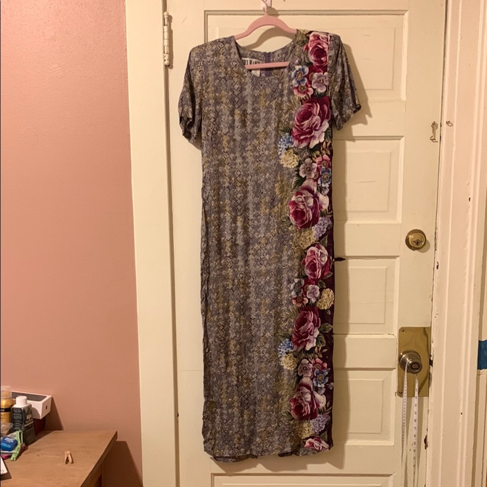Coco Bianco Gray and Purple Sheath Midi Dress
